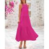 imageBTFBM Summer Halter Dresses for Women 2025 Casual Spring Hollow Out Sleeveless Boho Sundresses Beach Vacation Maxi DressRose Red