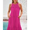 imageBTFBM Summer Halter Dresses for Women 2025 Casual Spring Hollow Out Sleeveless Boho Sundresses Beach Vacation Maxi DressRose Red