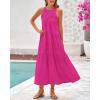imageBTFBM Summer Halter Dresses for Women 2025 Casual Spring Hollow Out Sleeveless Boho Sundresses Beach Vacation Maxi DressRose Red