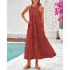 imageBTFBM Summer Halter Dresses for Women 2025 Casual Spring Hollow Out Sleeveless Boho Sundresses Beach Vacation Maxi DressRust Red