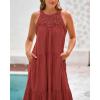 imageBTFBM Summer Halter Dresses for Women 2025 Casual Spring Hollow Out Sleeveless Boho Sundresses Beach Vacation Maxi DressRust Red