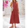 imageBTFBM Summer Halter Dresses for Women 2025 Casual Spring Hollow Out Sleeveless Boho Sundresses Beach Vacation Maxi DressRust Red