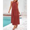 imageBTFBM Summer Halter Dresses for Women 2025 Casual Spring Hollow Out Sleeveless Boho Sundresses Beach Vacation Maxi DressRust Red