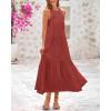 imageBTFBM Summer Halter Dresses for Women 2025 Casual Spring Hollow Out Sleeveless Boho Sundresses Beach Vacation Maxi DressRust Red