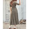 imageBTFBM Women Casual Summer Dresses 2025 Spring Crew Neck Ruffle Short Sleeve Floral Print Smocked Boho Flowy Maxi DressFloral Green