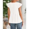 imageBTFBM Women Summer Casual Shirt 2025 Resort Outfits Ruffle Cap Sleeve Front Bow Tie Tops Loose Flowy Beach Blouse ShirtsBeige White