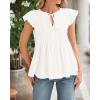 imageBTFBM Women Summer Casual Shirt 2025 Resort Outfits Ruffle Cap Sleeve Front Bow Tie Tops Loose Flowy Beach Blouse ShirtsBeige White