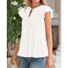 imageBTFBM Women Summer Casual Shirt 2025 Resort Outfits Ruffle Cap Sleeve Front Bow Tie Tops Loose Flowy Beach Blouse ShirtsBeige White