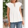 imageBTFBM Women Summer Casual Shirt 2025 Resort Outfits Ruffle Cap Sleeve Front Bow Tie Tops Loose Flowy Beach Blouse ShirtsBeige White