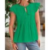 imageBTFBM Women Summer Casual Shirt 2025 Resort Outfits Ruffle Cap Sleeve Front Bow Tie Tops Loose Flowy Beach Blouse ShirtsGreen