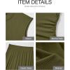 imageBTFBM Women Two Piece Skirt Set Casual Ribbed Knit Crew Neck Short Sleeve Cropped Top Elastic Waist Swing Midi SkirtsSolid Army Green