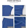 imageBTFBM Women Two Piece Skirt Set Casual Ribbed Knit Crew Neck Short Sleeve Cropped Top Elastic Waist Swing Midi SkirtsSolid Deep Blue