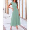 imageBTFBM Women Two Piece Skirt Set Casual Ribbed Knit Crew Neck Short Sleeve Cropped Top Elastic Waist Swing Midi SkirtsSolid Fruit Green