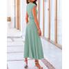 imageBTFBM Women Two Piece Skirt Set Casual Ribbed Knit Crew Neck Short Sleeve Cropped Top Elastic Waist Swing Midi SkirtsSolid Fruit Green