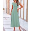 imageBTFBM Women Two Piece Skirt Set Casual Ribbed Knit Crew Neck Short Sleeve Cropped Top Elastic Waist Swing Midi SkirtsSolid Fruit Green