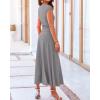 imageBTFBM Women Two Piece Skirt Set Casual Ribbed Knit Crew Neck Short Sleeve Cropped Top Elastic Waist Swing Midi SkirtsSolid Grey