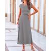 imageBTFBM Women Two Piece Skirt Set Casual Ribbed Knit Crew Neck Short Sleeve Cropped Top Elastic Waist Swing Midi SkirtsSolid Grey