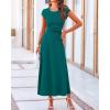 imageBTFBM Women Two Piece Skirt Set Casual Ribbed Knit Crew Neck Short Sleeve Cropped Top Elastic Waist Swing Midi SkirtsSolid Lake Green