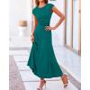 imageBTFBM Women Two Piece Skirt Set Casual Ribbed Knit Crew Neck Short Sleeve Cropped Top Elastic Waist Swing Midi SkirtsSolid Lake Green