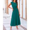 imageBTFBM Women Two Piece Skirt Set Casual Ribbed Knit Crew Neck Short Sleeve Cropped Top Elastic Waist Swing Midi SkirtsSolid Lake Green
