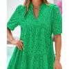 imageBTFBM Womens Boho Summer Dresses 2025 Resort V Neck Short Sleeve Hollow Out Lace Ruffle Casual Beach Mini Vacation DressGreen
