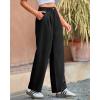imageBTFBM Striped Wide Leg Pants for Women Dressy Elastic High Waisted Business Casual Outfits Office Work Palazzo TrousersBlack