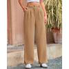 imageBTFBM Striped Wide Leg Pants for Women Dressy Elastic High Waisted Business Casual Outfits Office Work Palazzo TrousersKhaki