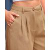 imageBTFBM Striped Wide Leg Pants for Women Dressy Elastic High Waisted Business Casual Outfits Office Work Palazzo TrousersKhaki