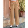imageBTFBM Striped Wide Leg Pants for Women Dressy Elastic High Waisted Business Casual Outfits Office Work Palazzo TrousersKhaki