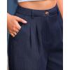 imageBTFBM Striped Wide Leg Pants for Women Dressy Elastic High Waisted Business Casual Outfits Office Work Palazzo TrousersNavy
