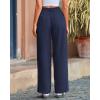 imageBTFBM Striped Wide Leg Pants for Women Dressy Elastic High Waisted Business Casual Outfits Office Work Palazzo TrousersNavy