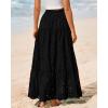 imageBTFBM Womens Boho Casual Skirts Summer 2025 Lace Embroidery Eyelet Elastic Waist Flowy Tiered ALine Beach Maxi SkirtBlack
