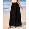 imageBTFBM Womens Boho Casual Skirts Summer 2025 Lace Embroidery Eyelet Elastic Waist Flowy Tiered ALine Beach Maxi SkirtBlack