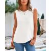 imageBTFBM Womens Sleeveless Sweater Vest 2025 Summer Crew Neck Ribbed Knit Lightweight Pullover Casual Loose Fit Tank TopsBeige White