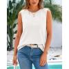 imageBTFBM Womens Sleeveless Sweater Vest 2025 Summer Crew Neck Ribbed Knit Lightweight Pullover Casual Loose Fit Tank TopsBeige White