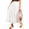 imageBTFBM Womens Boho Casual Skirts Summer 2025 Lace Embroidery Eyelet Elastic Waist Flowy Tiered ALine Beach Maxi SkirtWhite