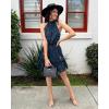 imageBTFBM Women 2025 Halter Neck Summer Dresses Casual Sleeveless Floral Polka Dot Print Ruffle Mini Boho Beach Sun DressDark GreenBlackOrange