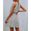 imageBTFBM Women 2025 Halter Neck Summer Dresses Casual Sleeveless Floral Polka Dot Print Ruffle Mini Boho Beach Sun DressDot Apricot Black