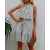 imageBTFBM Women 2025 Halter Neck Summer Dresses Casual Sleeveless Floral Polka Dot Print Ruffle Mini Boho Beach Sun DressDot Apricot Black