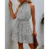 imageBTFBM Women 2025 Halter Neck Summer Dresses Casual Sleeveless Floral Polka Dot Print Ruffle Mini Boho Beach Sun DressDot Apricot Black