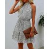 imageBTFBM Women 2025 Halter Neck Summer Dresses Casual Sleeveless Floral Polka Dot Print Ruffle Mini Boho Beach Sun DressDot Apricot Black