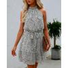 imageBTFBM Women 2025 Halter Neck Summer Dresses Casual Sleeveless Floral Polka Dot Print Ruffle Mini Boho Beach Sun DressDot Apricot Black