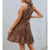 imageBTFBM Women 2025 Halter Neck Summer Dresses Casual Sleeveless Floral Polka Dot Print Ruffle Mini Boho Beach Sun DressDot Dark Khaki Black