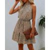 imageBTFBM Women 2025 Halter Neck Summer Dresses Casual Sleeveless Floral Polka Dot Print Ruffle Mini Boho Beach Sun DressDot Light Khaki Black