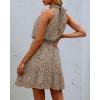 imageBTFBM Women 2025 Halter Neck Summer Dresses Casual Sleeveless Floral Polka Dot Print Ruffle Mini Boho Beach Sun DressDot Light Khaki Black