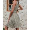 imageBTFBM Women 2025 Halter Neck Summer Dresses Casual Sleeveless Floral Polka Dot Print Ruffle Mini Boho Beach Sun DressFloral Print Army Green