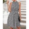 imageBTFBM Women 2025 Halter Neck Summer Dresses Casual Sleeveless Floral Polka Dot Print Ruffle Mini Boho Beach Sun DressFloral Print Black