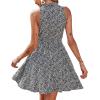 imageBTFBM Women 2025 Halter Neck Summer Dresses Casual Sleeveless Floral Polka Dot Print Ruffle Mini Boho Beach Sun DressFloral Print Black