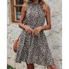 imageBTFBM Women 2025 Halter Neck Summer Dresses Casual Sleeveless Floral Polka Dot Print Ruffle Mini Boho Beach Sun DressFloral Print Black White