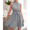 imageBTFBM Women 2025 Halter Neck Summer Dresses Casual Sleeveless Floral Polka Dot Print Ruffle Mini Boho Beach Sun DressFloral Print Blue
